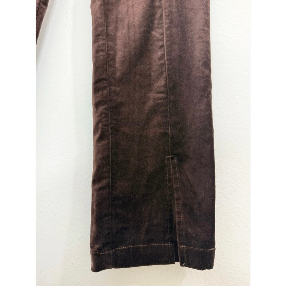 Maeve High Rise Split Front Velvet Skinny Pants Brown Holiday Party Stretch Sz M - Picture 9 of 14